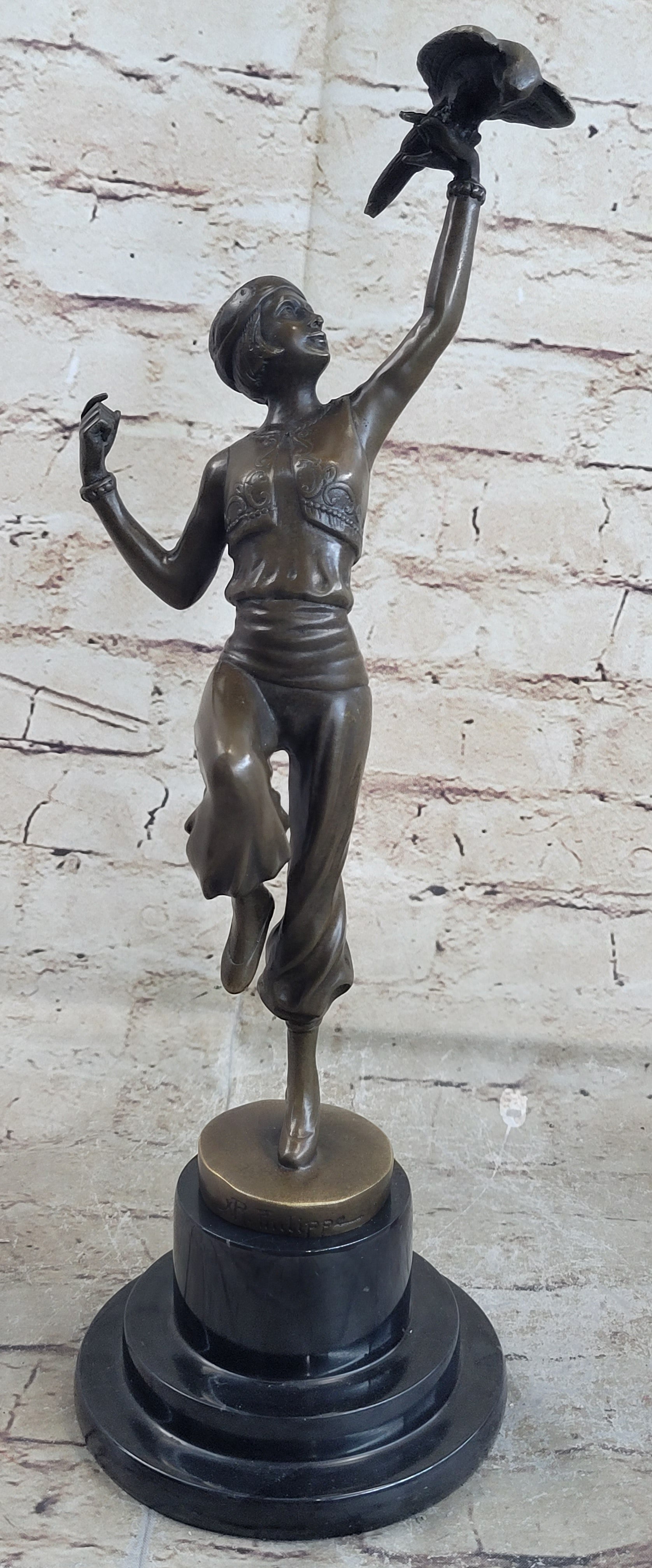 Parrot Girl Bronze Figure after Paul Philippe Dancer Girl Bird