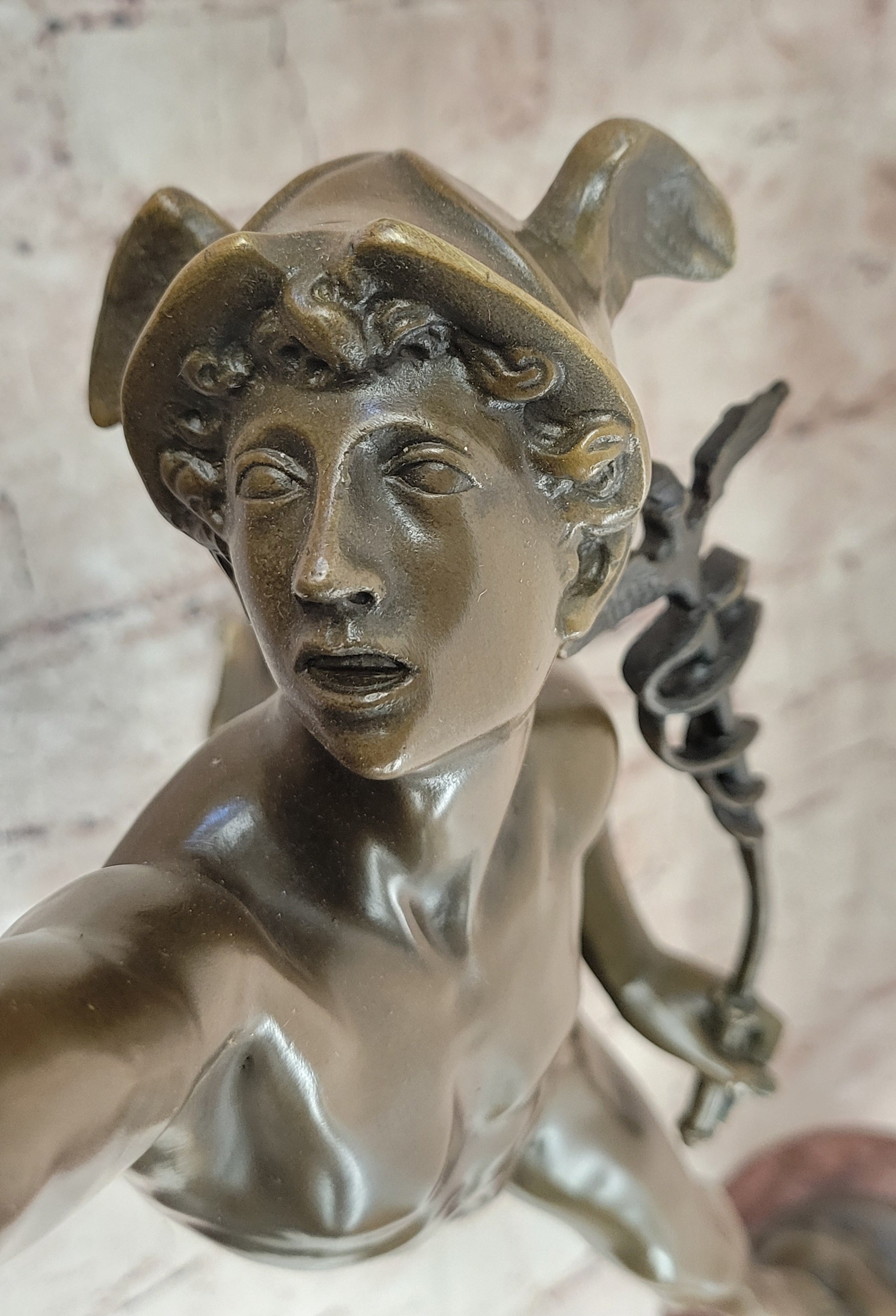 Bronze Mercury Hermes Mythological God with Winged Helmet