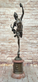 Bronze Bacchante with Grapes and Cornucopia on Marble Base