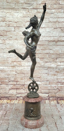 Bronze Bacchante with Grapes and Cornucopia on Marble Base