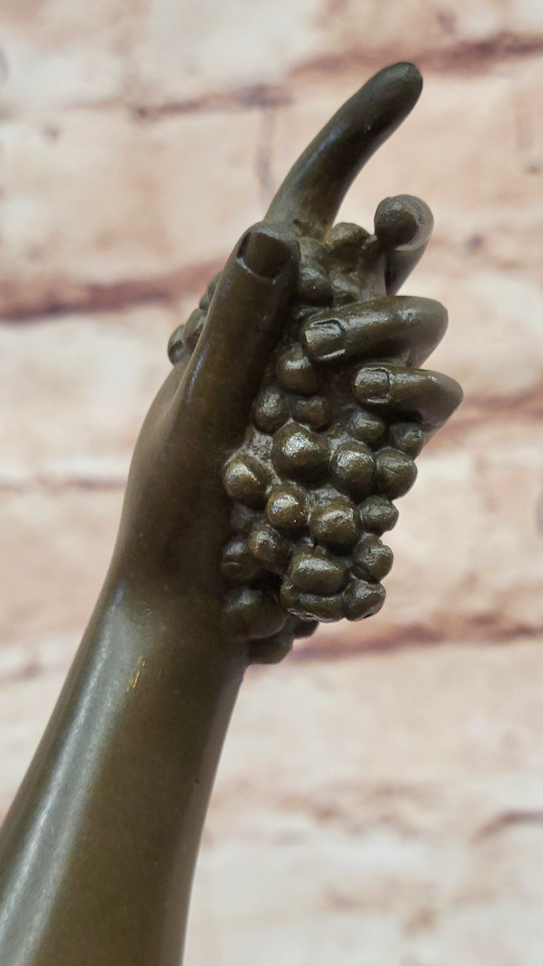 Bronze Bacchante with Grapes and Cornucopia on Marble Base