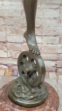 Bronze Bacchante with Grapes and Cornucopia on Marble Base