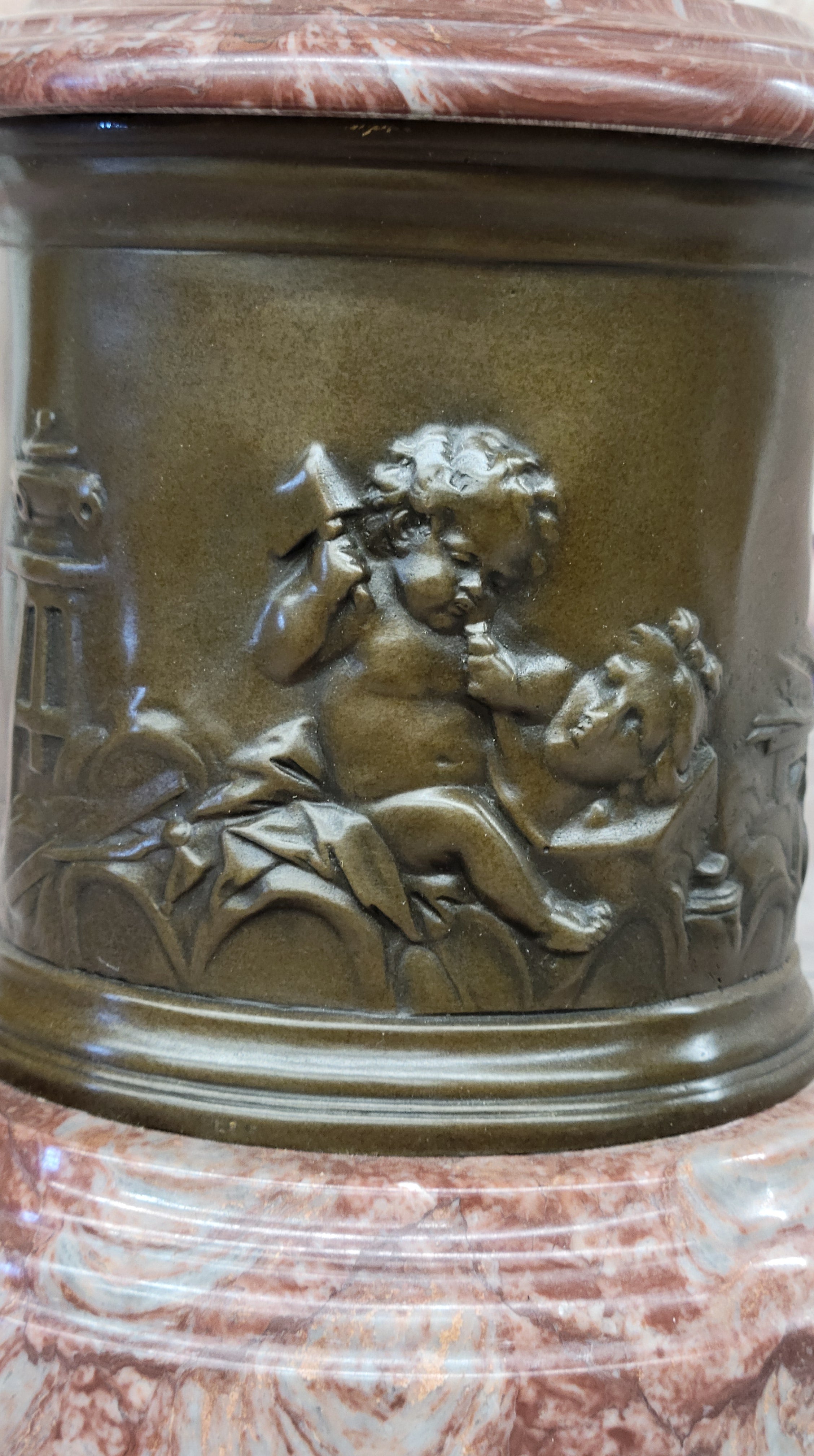 Bronze Bacchante with Grapes and Cornucopia on Marble Base