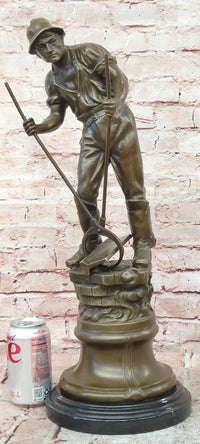 Signed Mavchi Male Metal Forge Worker Real Hand Made Bronze Sculpture