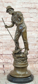 Signed Mavchi Male Metal Forge Worker Real Hand Made Bronze Sculpture