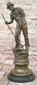 Signed Mavchi Male Metal Forge Worker Real Hand Made Bronze Sculpture