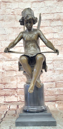 Bronze Figure of a Seated Angel Reading a Book signed Moreau Hand Made
