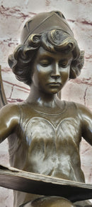 Bronze Figure of a Seated Angel Reading a Book signed Moreau Hand Made