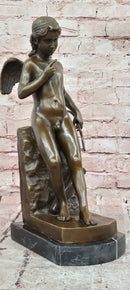 Eros Cupid with Bow Genuine Bronze Sculpture Signed Original Milo Mythical Statue