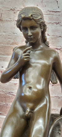 Eros Cupid with Bow Genuine Bronze Sculpture Signed Original Milo Mythical Statue