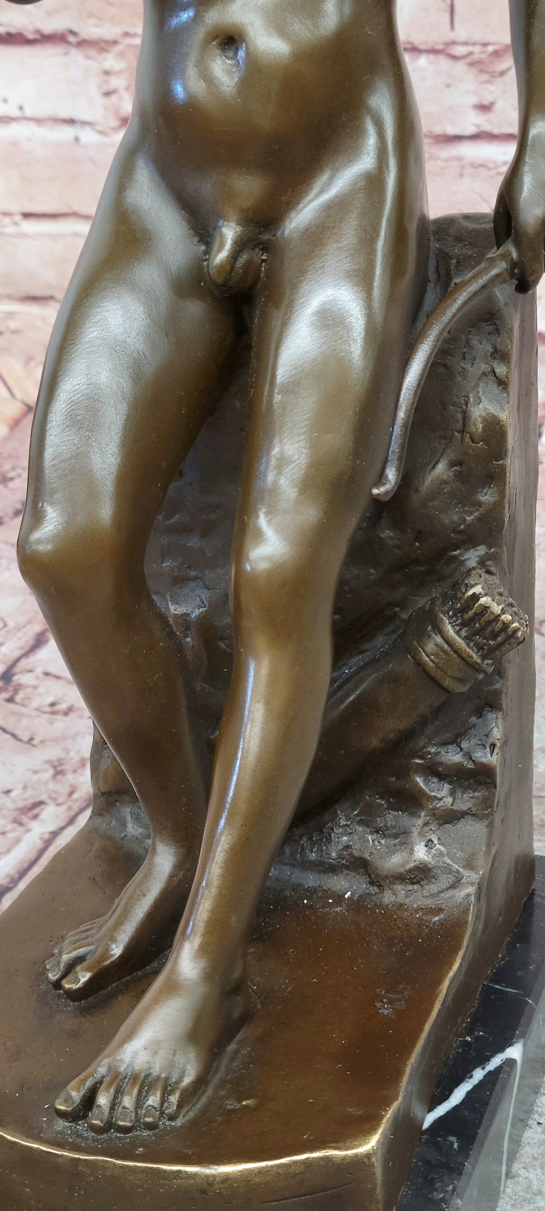 Eros Cupid with Bow Genuine Bronze Sculpture Signed Original Milo Mythical Statue