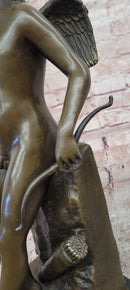 Eros Cupid with Bow Genuine Bronze Sculpture Signed Original Milo Mythical Statue