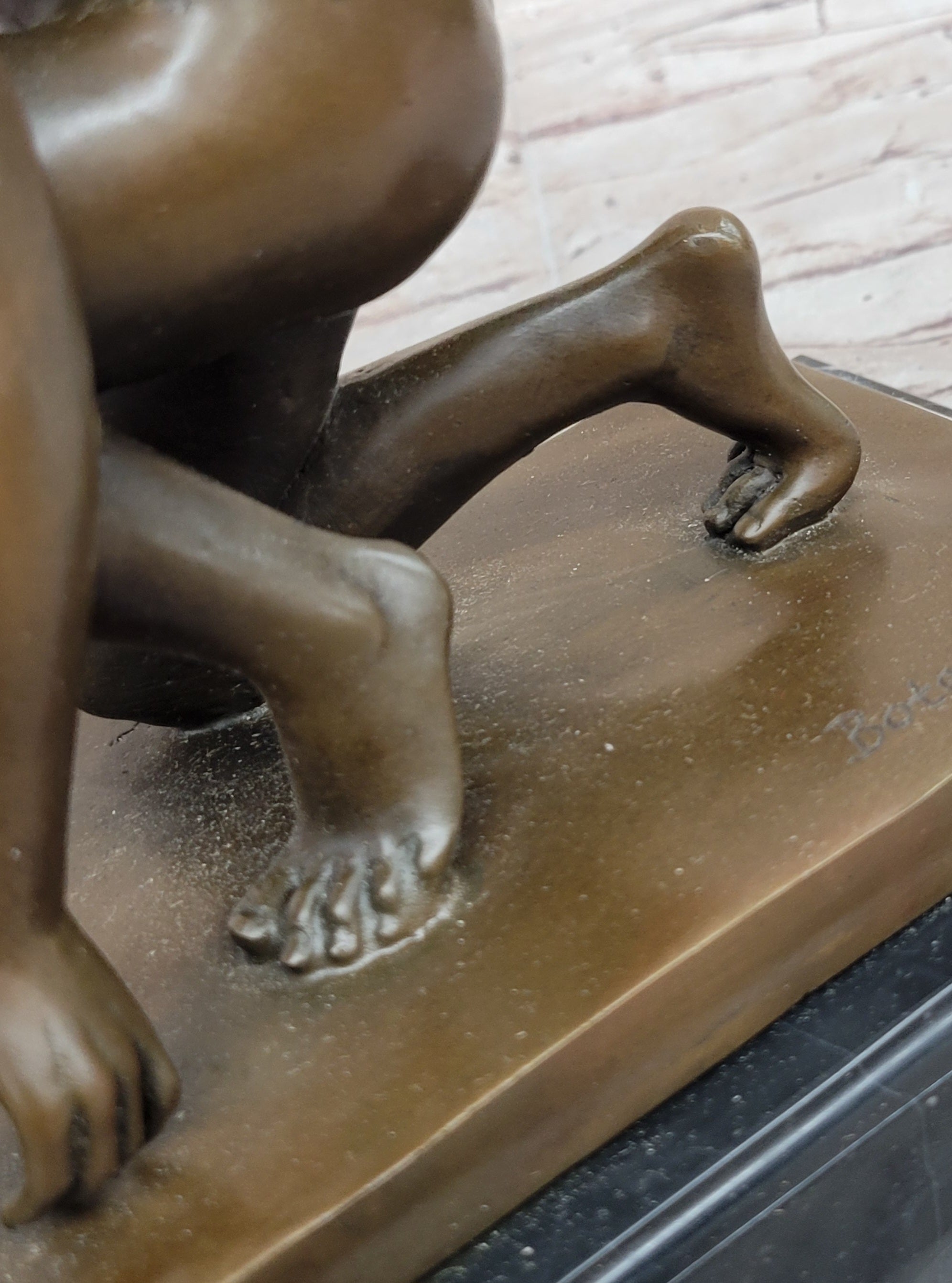 Winged Angel Cherub Boy w/ Butterfly Bronze 9" x 8.5"