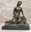 Signed Fairy Nude Goddess Bronze Marble Sculpture by M.Nick