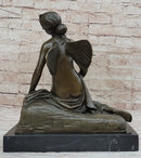 Signed Fairy Nude Goddess Bronze Marble Sculpture by M.Nick
