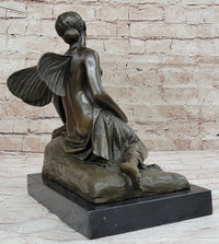 Signed Fairy Nude Goddess Bronze Marble Sculpture by M.Nick