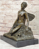 Signed Fairy Nude Goddess Bronze Marble Sculpture by M.Nick