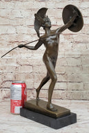 Greek Warrior w/ Spear and Shield Bronze Sculpture 16" x 11"
