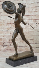 Greek Warrior w/ Spear and Shield Bronze Sculpture 16" x 11"
