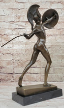 Greek Warrior w/ Spear and Shield Bronze Sculpture 16" x 11"