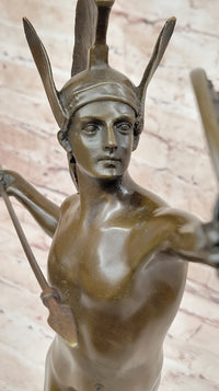 Greek Warrior w/ Spear and Shield Bronze Sculpture 16" x 11"