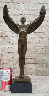 Icarus Rising Bronze Sculpture by Boizot on Marble Base