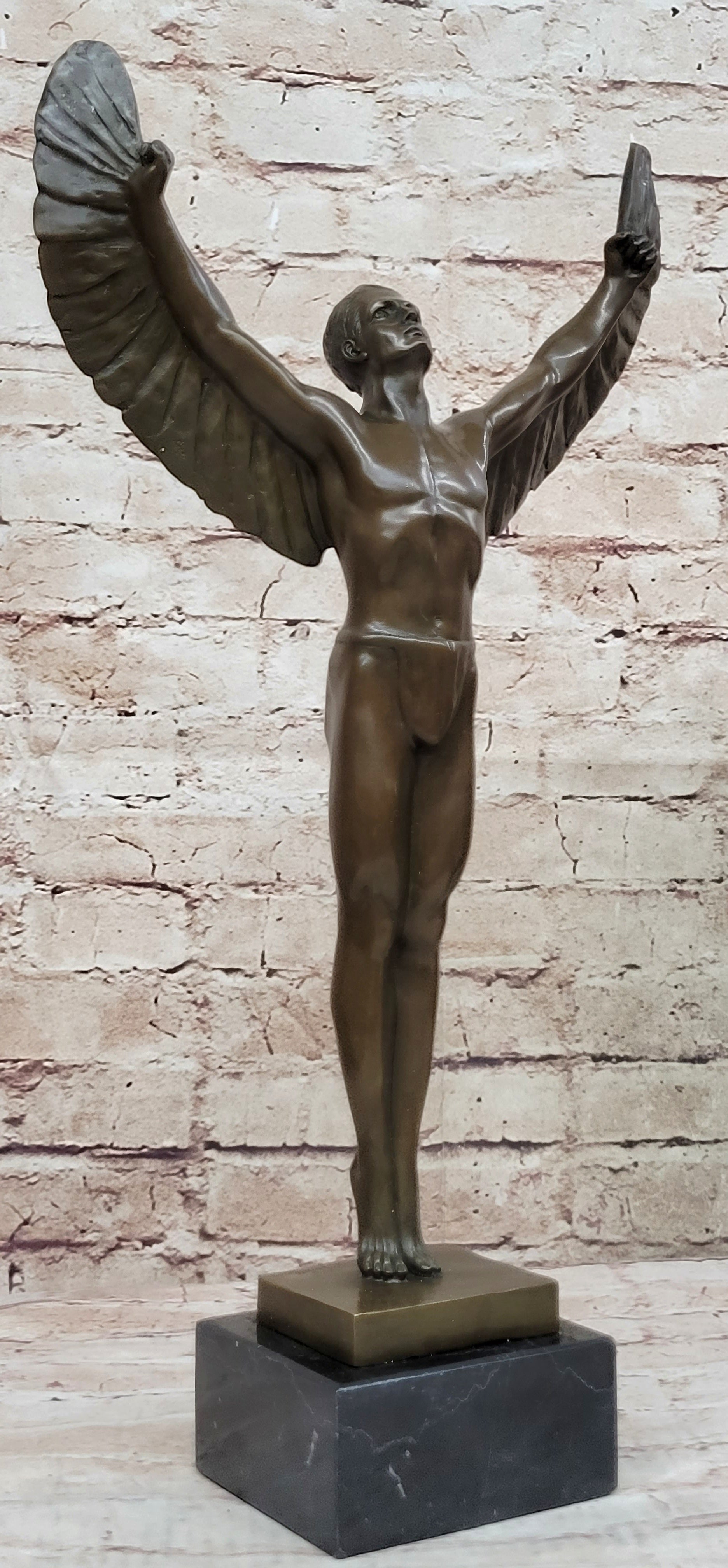 Icarus Rising Bronze Sculpture by Boizot on Marble Base