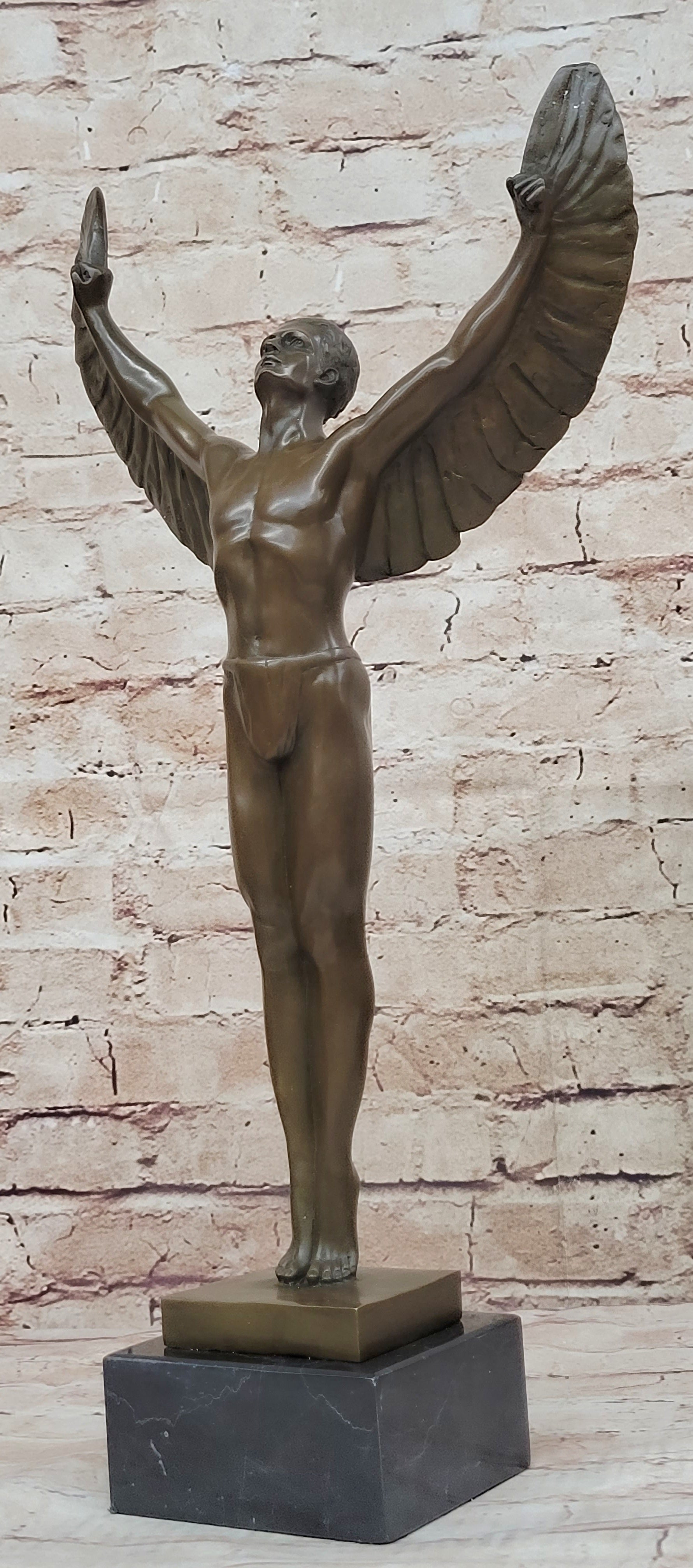 Icarus Rising Bronze Sculpture by Boizot on Marble Base