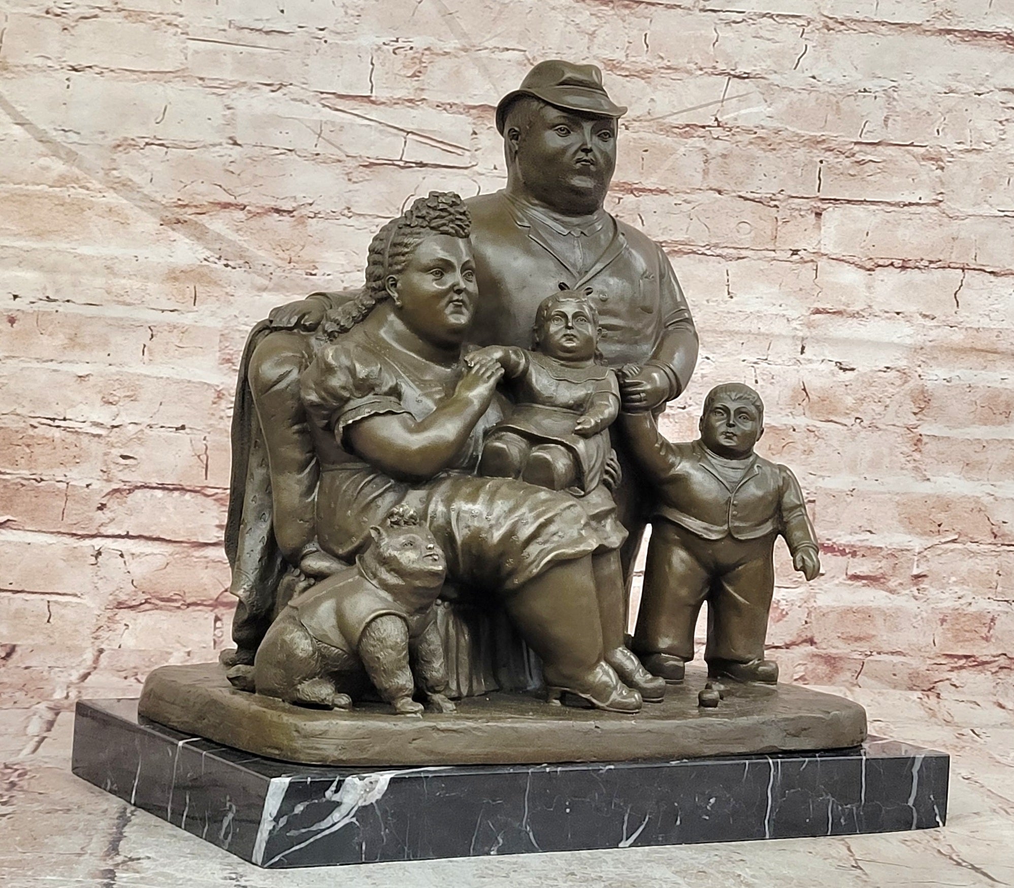 Hand Made Signed Fernando Botero Family Portrait Bronze Sculpture Figurine Statue