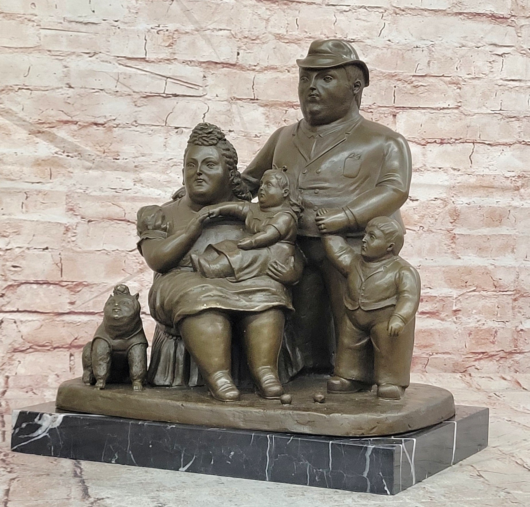 Hand Made Signed Fernando Botero Family Portrait Bronze Sculpture Figurine Statue