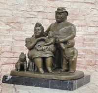 Hand Made Signed Fernando Botero Family Portrait Bronze Sculpture Figurine Statue