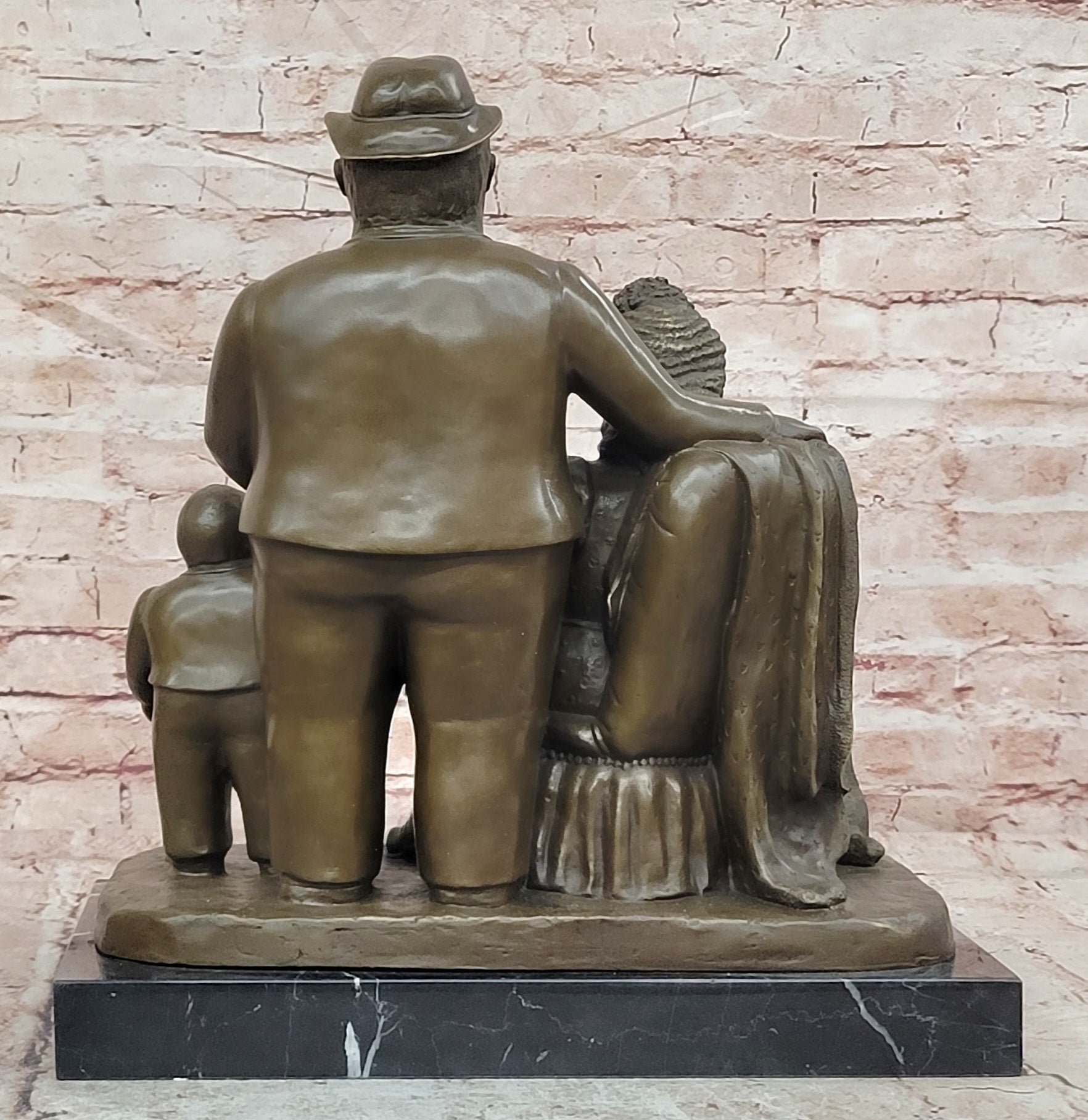 Hand Made Signed Fernando Botero Family Portrait Bronze Sculpture Figurine Statue
