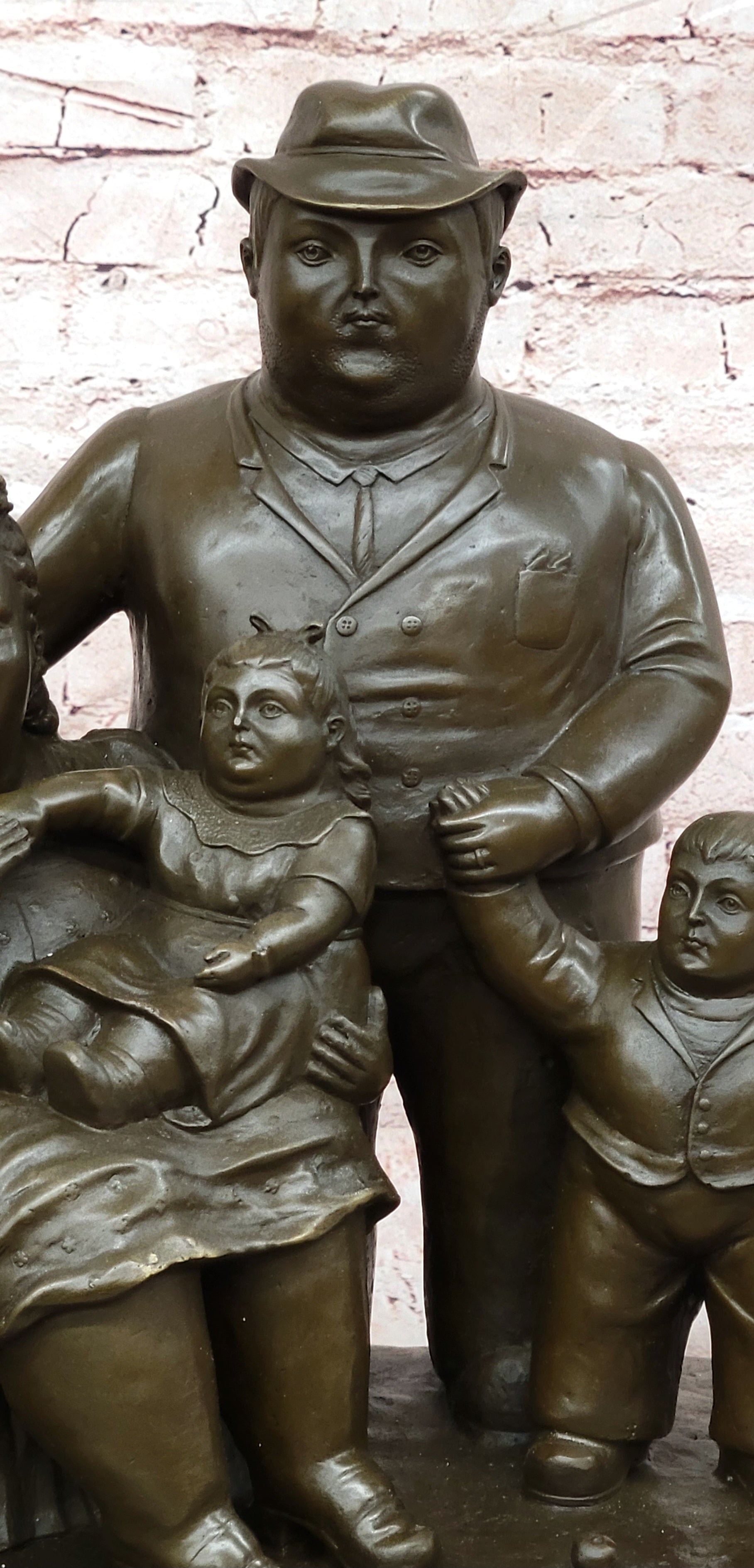 Hand Made Signed Fernando Botero Family Portrait Bronze Sculpture Figurine Statue