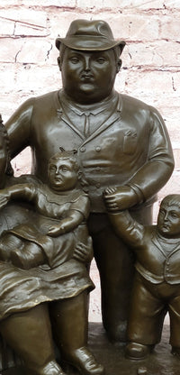 Hand Made Signed Fernando Botero Family Portrait Bronze Sculpture Figurine Statue