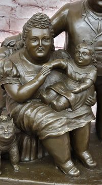 Hand Made Signed Fernando Botero Family Portrait Bronze Sculpture Figurine Statue