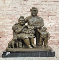 Hand Made Signed Fernando Botero Family Portrait Bronze Sculpture Figurine Statue