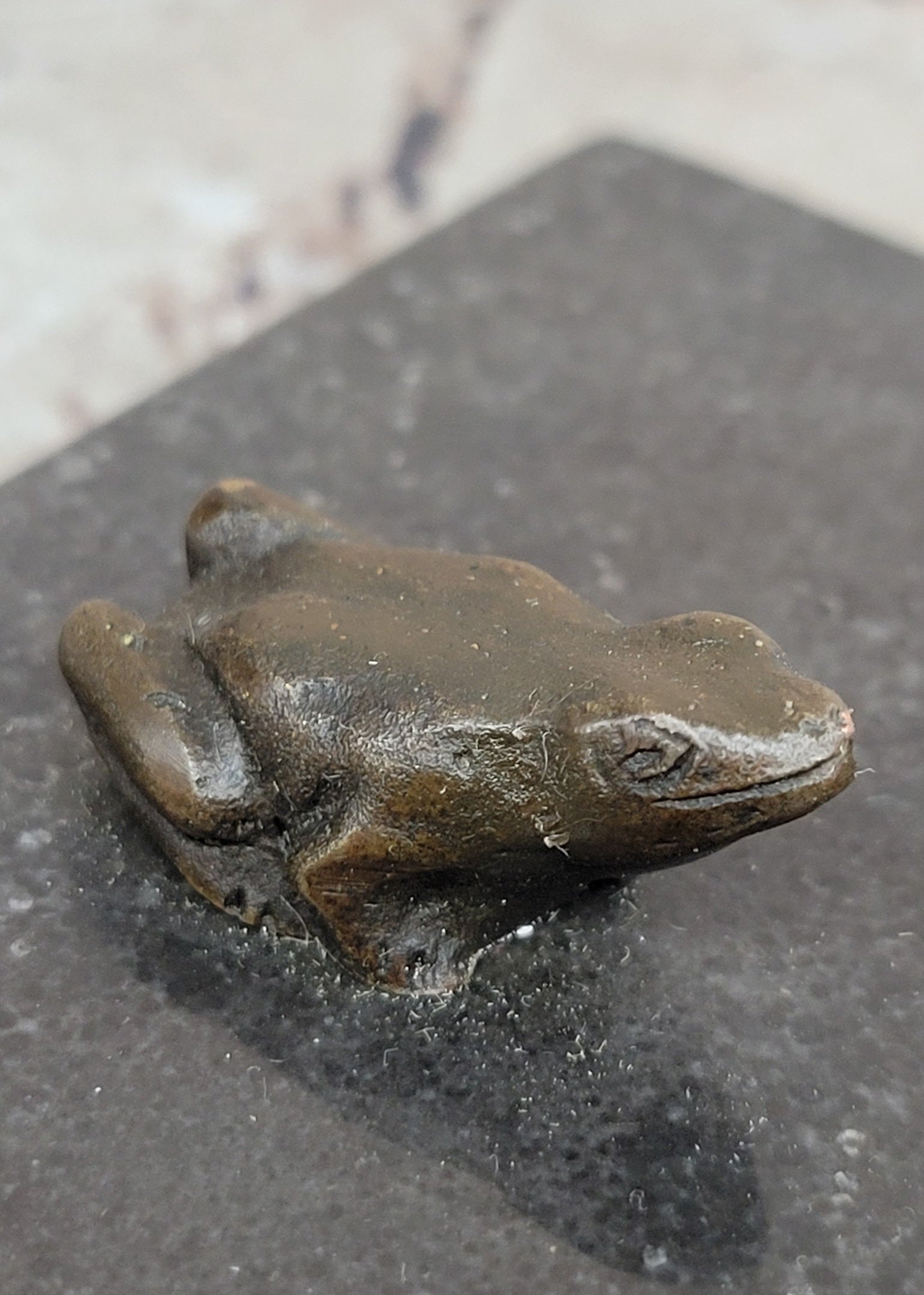 Signed Hand Made Original Juno Girl Sitting to a Frog Bronze Sculpture Statue