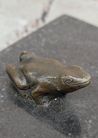 Signed Hand Made Original Juno Girl Sitting to a Frog Bronze Sculpture Statue