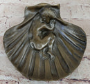 Sleeping Baby Boy in Clam Shell Bronze Soap Dish Ashtray