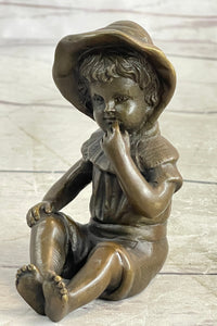Hot Cast Bronze Sculpture of Baby Girl - Signed Art by Milo