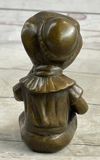 Hot Cast Bronze Sculpture of Baby Girl - Signed Art by Milo
