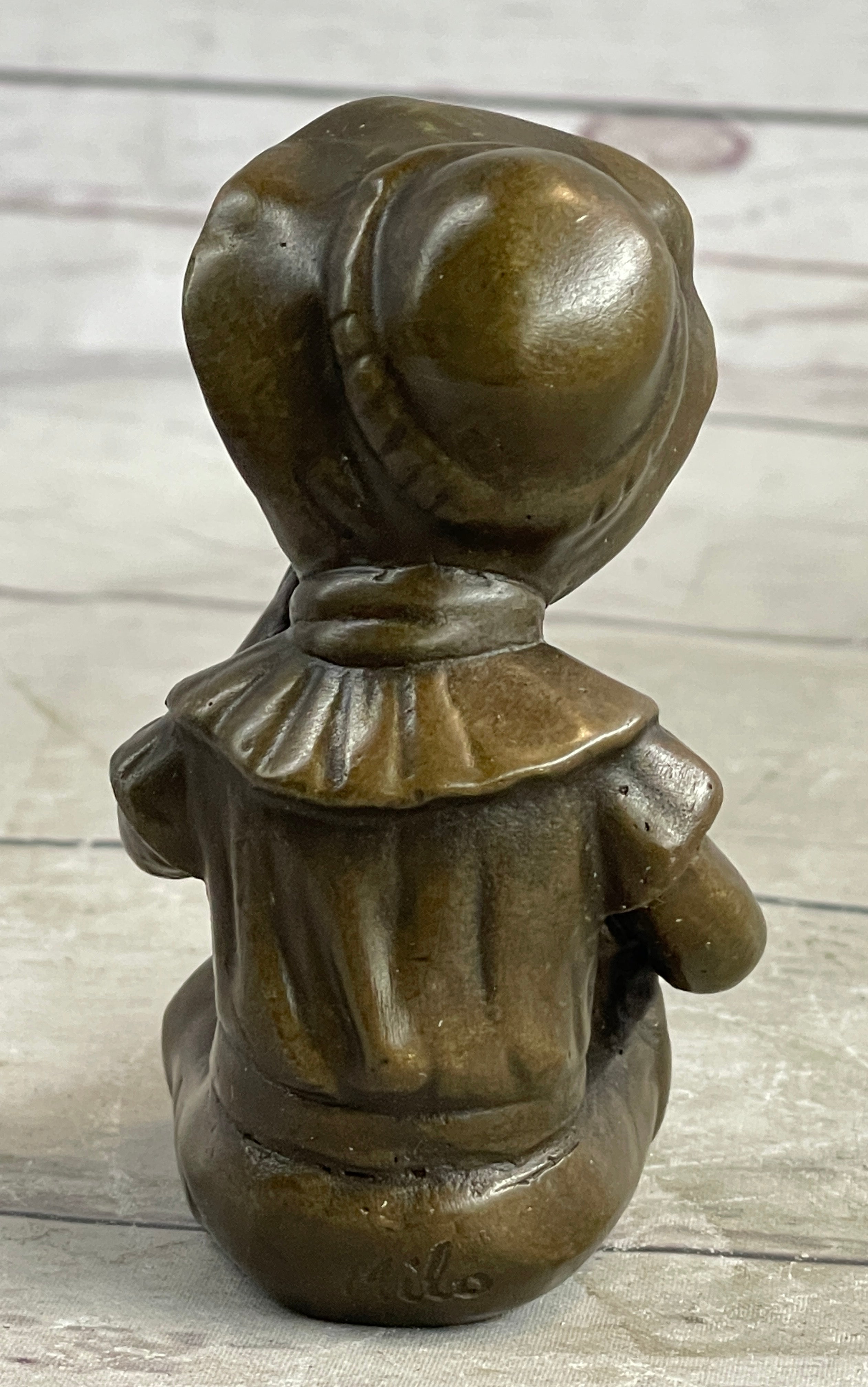 Hot Cast Bronze Sculpture of Baby Girl - Signed Art by Milo