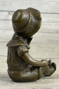 Hot Cast Bronze Sculpture of Baby Girl - Signed Art by Milo