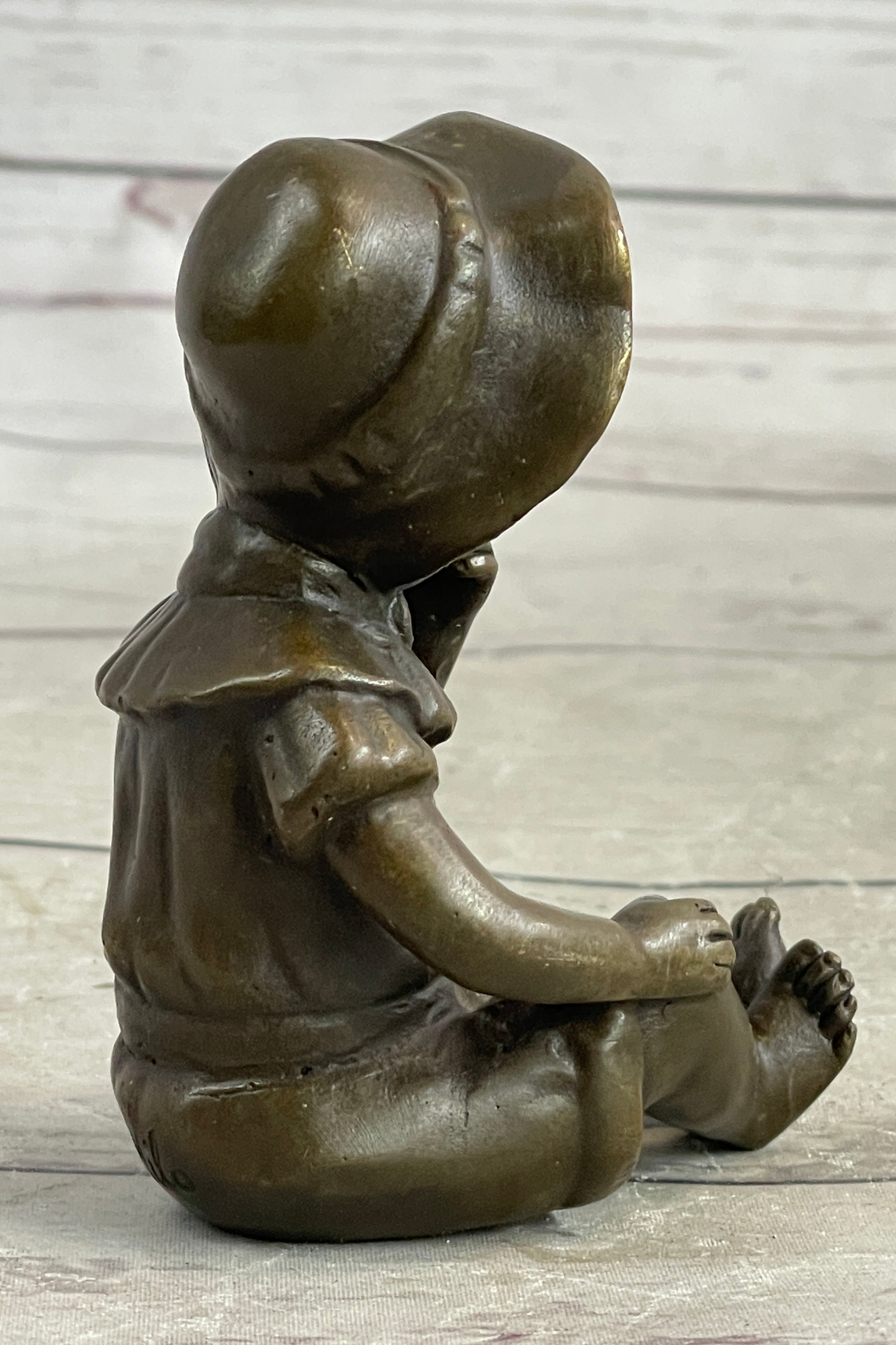 Hot Cast Bronze Sculpture of Baby Girl - Signed Art by Milo