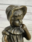 Hot Cast Bronze Sculpture of Baby Girl - Signed Art by Milo