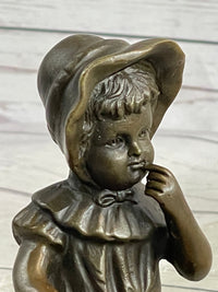 Hot Cast Bronze Sculpture of Baby Girl - Signed Art by Milo