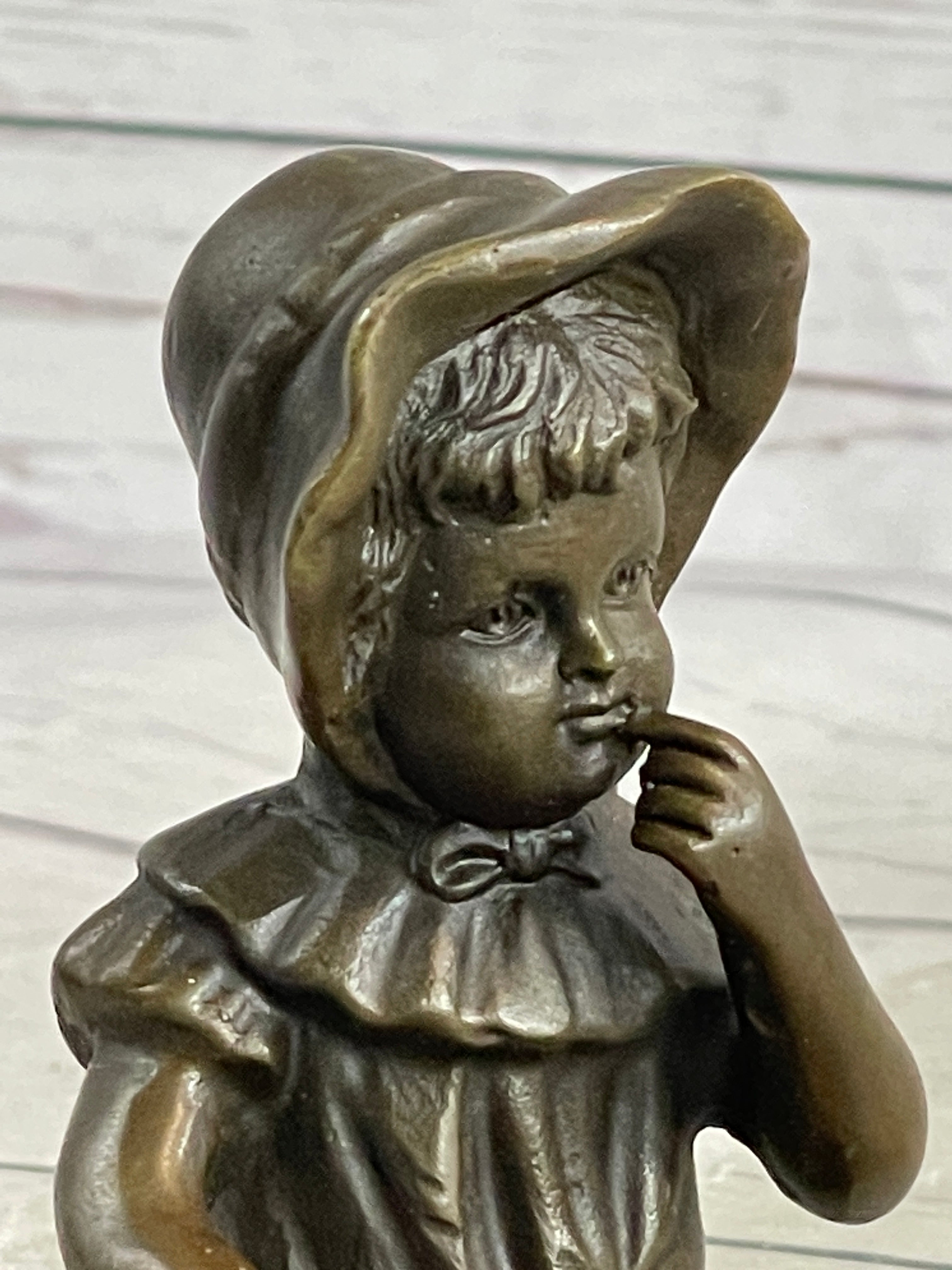 Hot Cast Bronze Sculpture of Baby Girl - Signed Art by Milo
