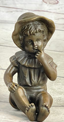 Hot Cast Bronze Sculpture of Baby Girl - Signed Art by Milo