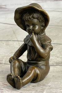 Hot Cast Bronze Sculpture of Baby Girl - Signed Art by Milo