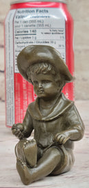 Hat Boy Bronze Sculpture Kid Figurine Artwork
